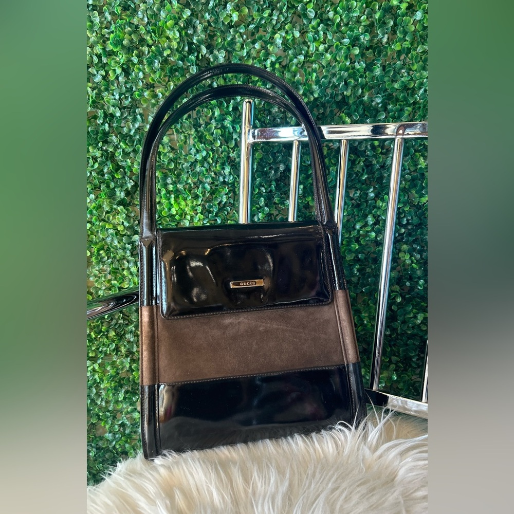 Vintage Gucci two tone patent/suede purse